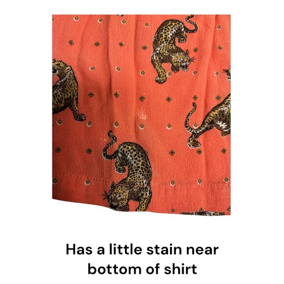 Guess Kids Leopard Print T-Shirt Orange 14Y Viscose & Polyester - Picture 8 of 9